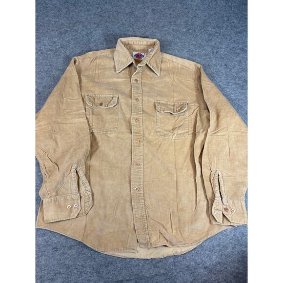 VINTAGE 90s Dickies Shirt Mens Large Brown Corduroy Retro Workwear Overshirt - Picture 4 of 6